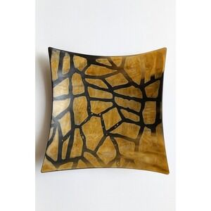 Handmade Polished Horn Decorative Bowl – Giraffe Pattern Square Tray Natural‎ 6"